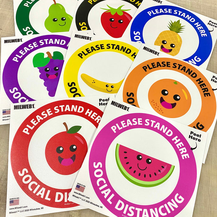 Milweb1 Kids Please Stand Here Fruit - Social Distancing Floor Decal