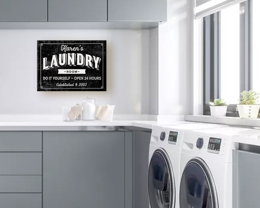 Milweb1 Laundry Room Sign / Laundry Room Decor Personalized Vintage Modern Farmhouse Housewarming Vintage Rustic Custom | Wall Decor Canvas Print