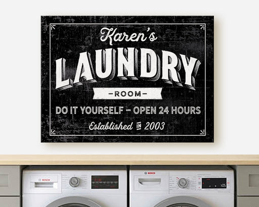 Milweb1 Laundry Room Sign / Laundry Room Decor Personalized Vintage Modern Farmhouse Housewarming Vintage Rustic Custom | Wall Decor Canvas Print