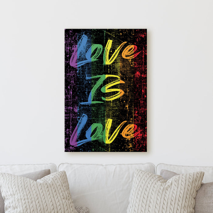 Milweb1 Love is Love | LGBTQ Pride Rainbow Gay Sign Motivational Empowering Work Colorful Fun Happy Positive Home Office Wall Decor Canvas Print
