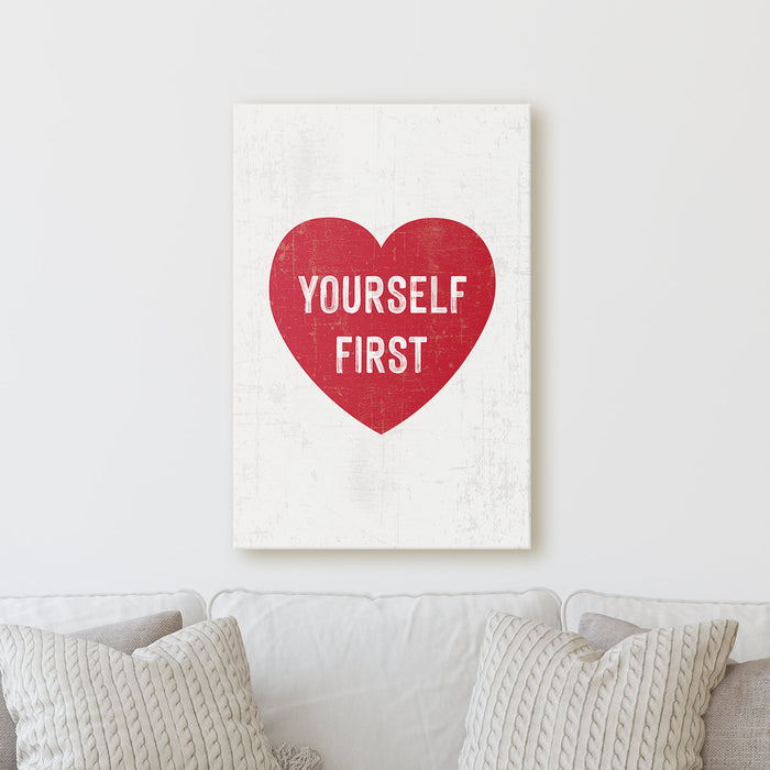 Milweb1 Love Yourself First - Heart | Sign Work Office Home Sheshed Inspiration Wall Decor Canvas Print