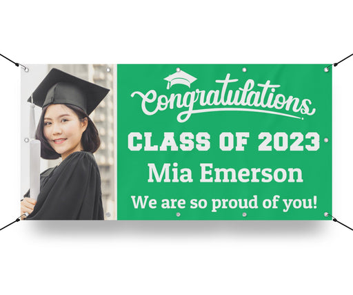 Milweb1 mws_apo_generated 5'x10' / Green #MWS Options 3660160332 Graduation Banner Sign, Personalized Congratulations, School Colors, Custom Student Photo, Graduation Party Decorations, Class of 2023 Sign