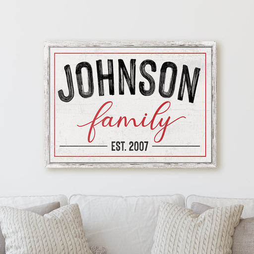 Milweb1 Personalized Family Name Sign Modern Farmhouse Established Vintage Rustic Custom Lastname | Wall Decor Canvas Print