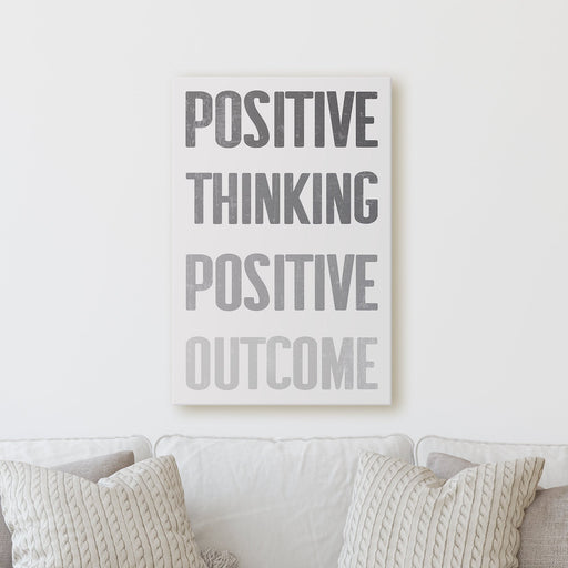 Milweb1 Positive Thinking Positive Outcome | Sign Motivational Empowering Work Colorful Fun Happy Positive Home Office Wall Decor Canvas Print
