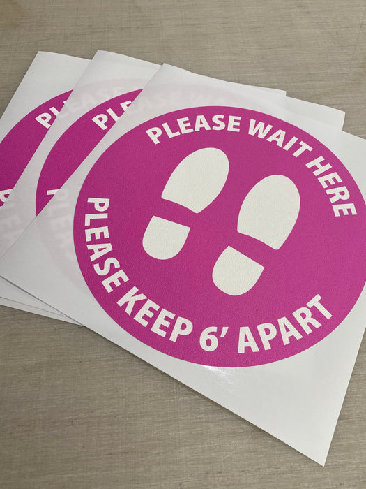 Milweb1 Social Distancing Floor Decals - Please Wait Here - Rectangle Packs