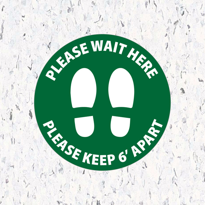 Milweb1 Social Distancing Floor Decals - Please Wait Here Stand 6' Apart