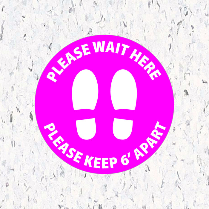 Milweb1 Social Distancing Floor Decals - Please Wait Here Stand 6' Apart