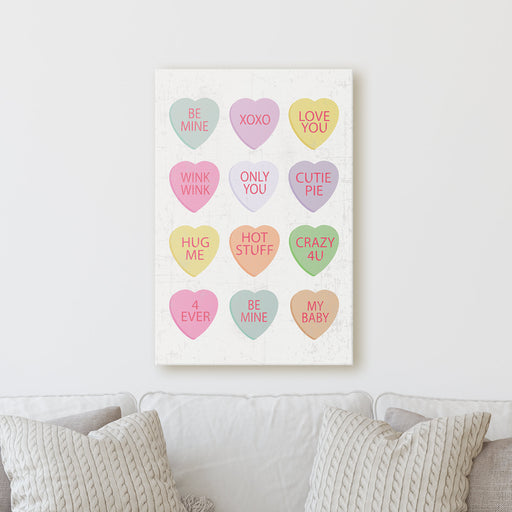 Milweb1 Valentine's Candy Hearts | Sign Rustic Home Farmhouse Wall Decor Canvas Print