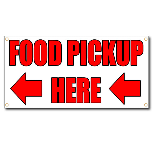 Milweb1 vinyl banners Food Pickup Here Arrow Left - 13oz Vinyl Banner