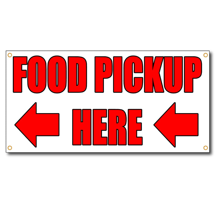 Milweb1 vinyl banners Food Pickup Here Arrow Left - 13oz Vinyl Banner
