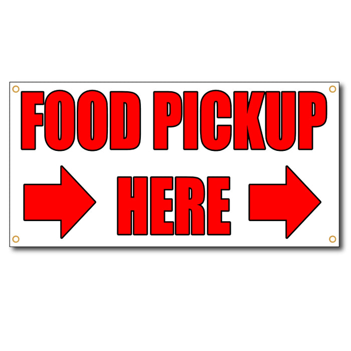 Milweb1 vinyl banners Food Pickup Here Arrow Right - 13oz Vinyl Banner