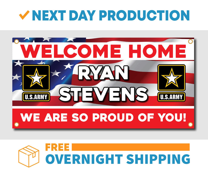 Milweb1 Welcome Home U.S. Army / United States Military Customizable - Vinyl Banner - Sign - Free Overnight Shipping