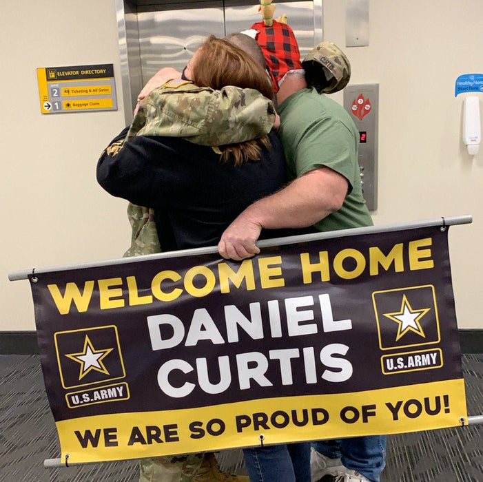 Milweb1 Welcome Home U.S. Army / United States Military Customizable - Vinyl Banner - Sign - Free Overnight Shipping
