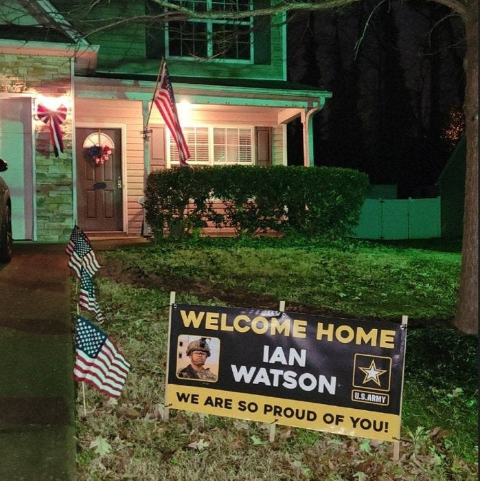 Milweb1 Welcome Home U.S. Army / United States Military Customizable with Photo - Vinyl Banner - Sign - Free Overnight Shipping