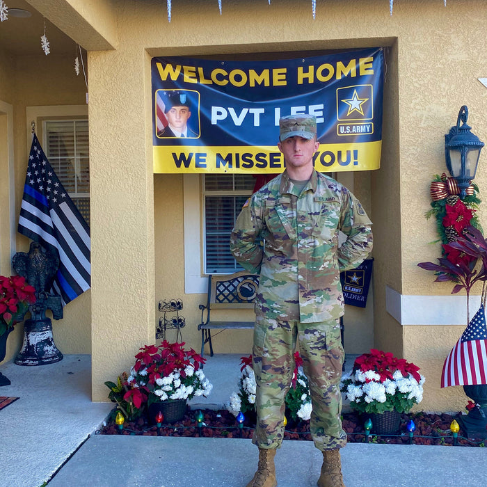 Milweb1 Welcome Home U.S. Army / United States Military Customizable with Photo - Vinyl Banner - Sign - Free Overnight Shipping
