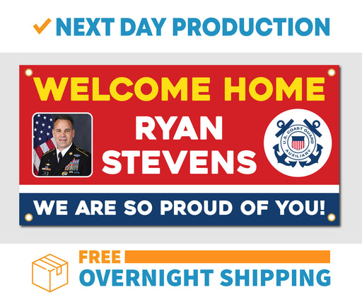 Milweb1 Welcome Home U.S. Coast Guard / United States Customizable with Photo - Vinyl Banner - Sign - Free Overnight Shipping