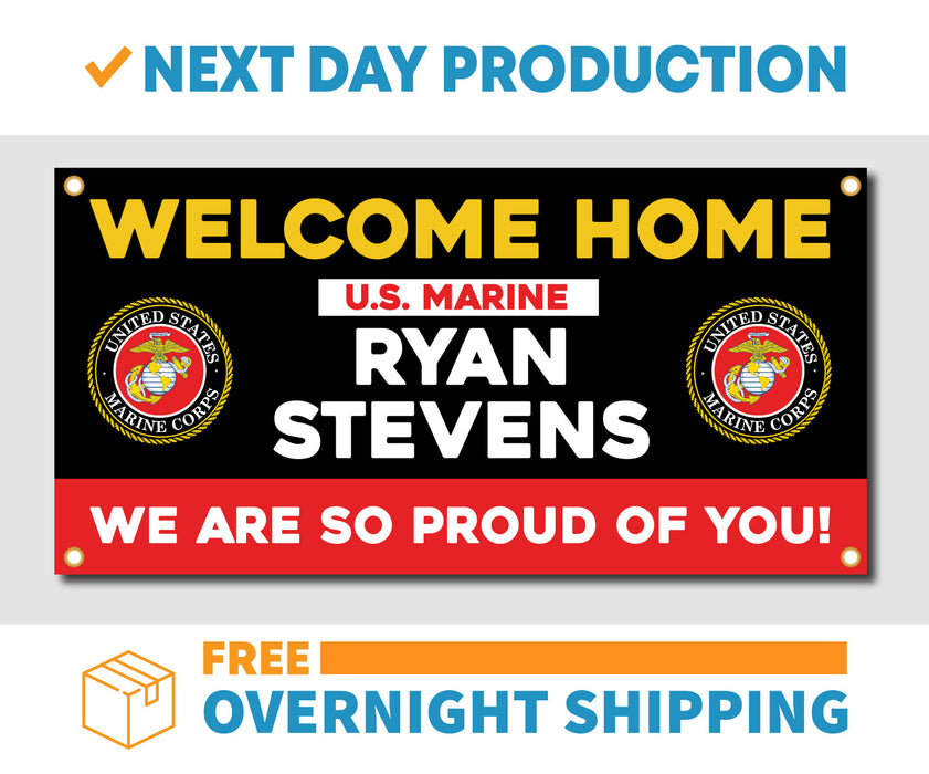 Milweb1 Welcome Home U.S. Marine Corps / United States Military Customizable - Vinyl Banner - Sign - Free Overnight Shipping