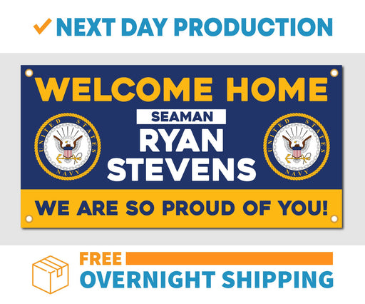 Milweb1 Welcome Home U.S. Navy - Seaman / United States Military Customizable - Vinyl Banner - Sign - Free Overnight Shipping