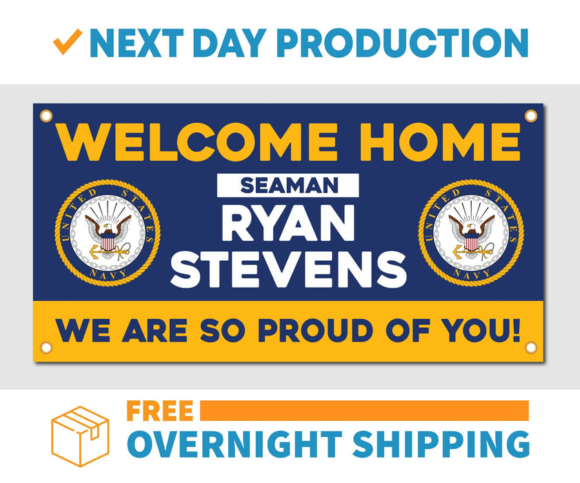 Milweb1 Welcome Home U.S. Navy - Seaman / United States Military Customizable - Vinyl Banner - Sign - Free Overnight Shipping