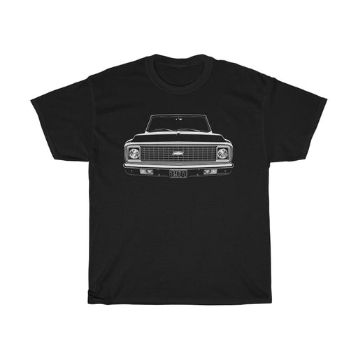 Printify T-Shirt L / Black Car Grille Art™ 1971 Chevy Truck C10, Pickup, Chevy Truck. K10, C/K T-Shirt, Suburban.